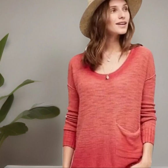 Moth Sweaters - MOTH ANTHROPOLOGIE Sweater Womens X-Small Coral Bolinas Uptown Lightweight Top